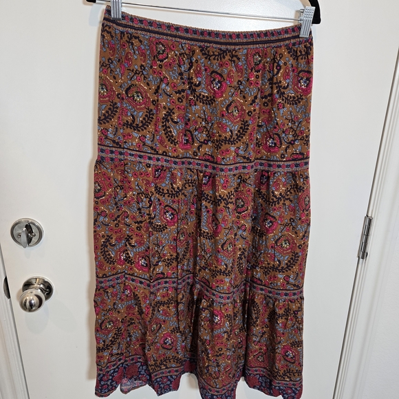 Haute Hippie Dresses & Skirts - Haute Hippie Floral Paisley Maxi Skirt in Mustard and Pink